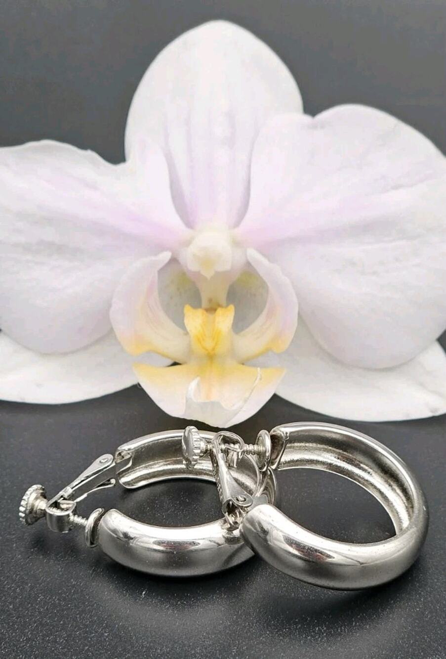 Vintage Napier Silver Hoop Clip Earrings Signed